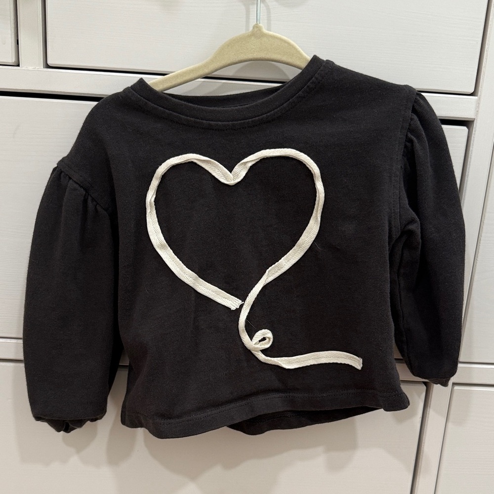 Zara Black Kids Sweatshirt with White Heart Design